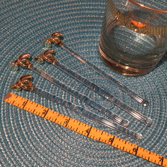 Set/4 Glass ‘French Horn’ Stir Sticks - Picture 5 of 5